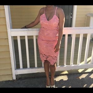 NWT Boohoo Pink lace dress